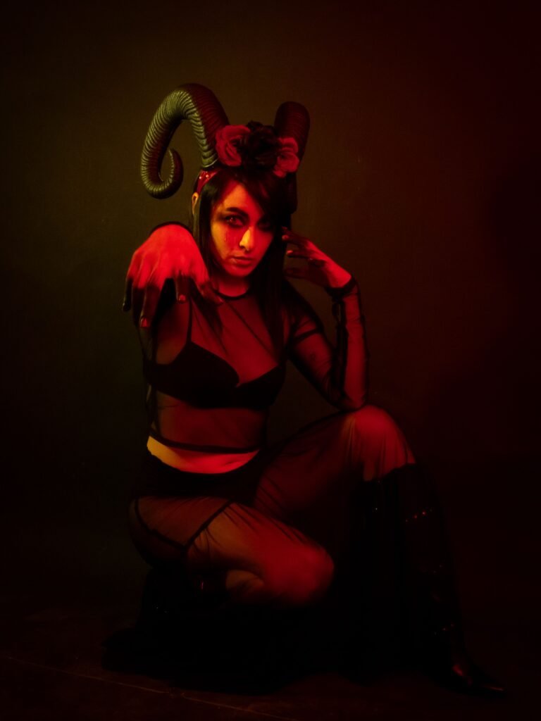 Creative Halloween costume with dramatic styling