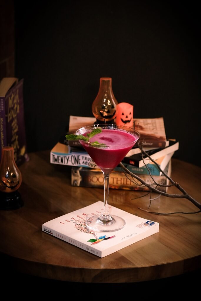 Halloween cocktail and festive drink setting
