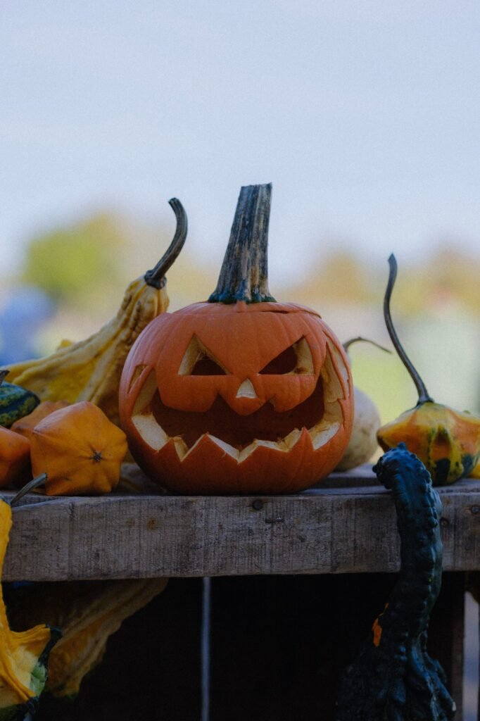 Carved Halloween pumpkin as coloring inspiration