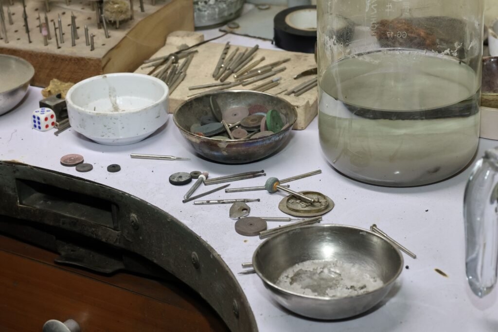 Jeweler's workbench with tools for jewelry repair