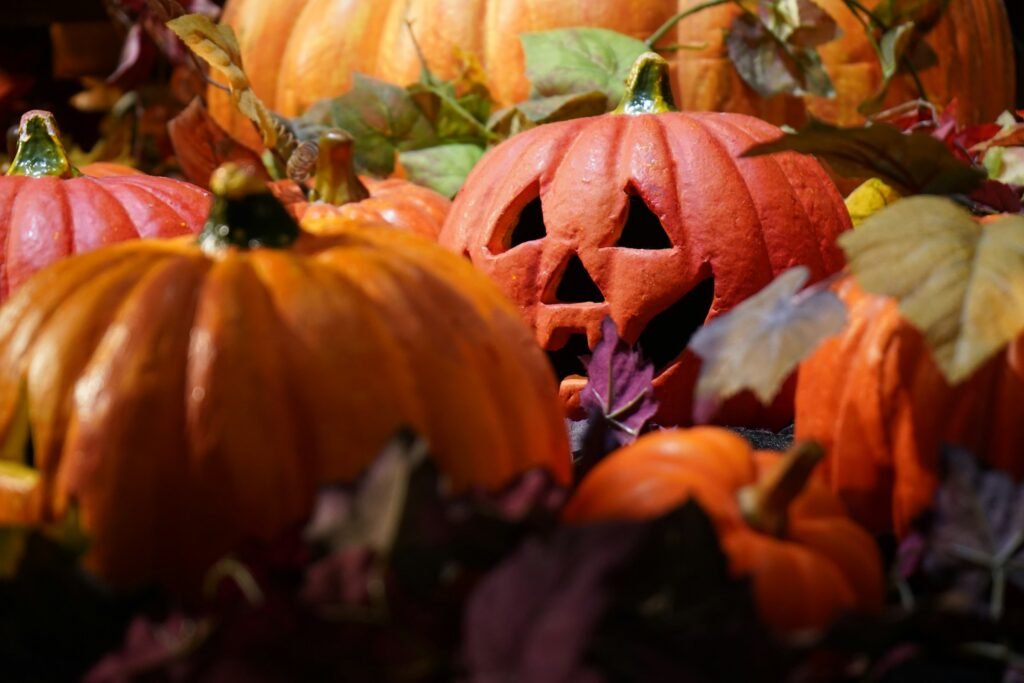 Halloween decorations for an outdoor home setting