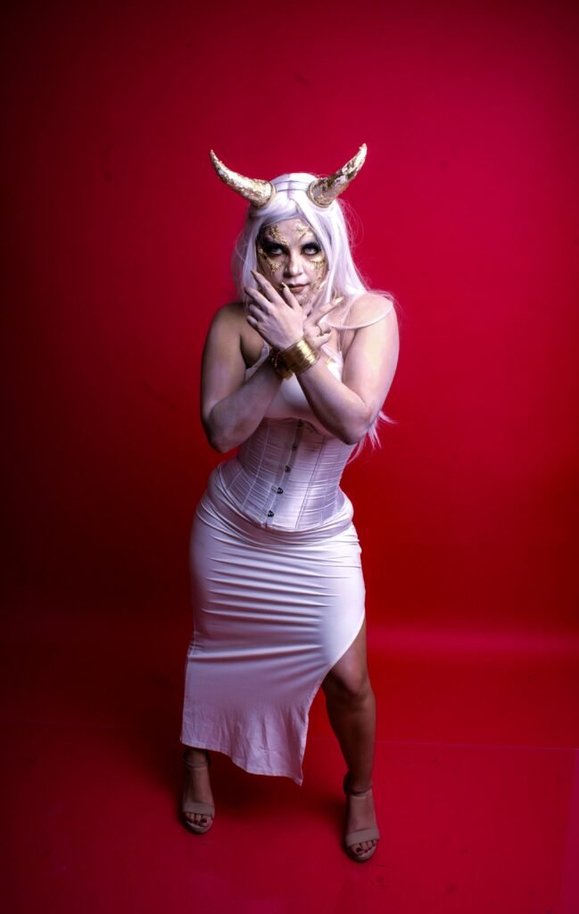 Creative Halloween costume with dramatic styling