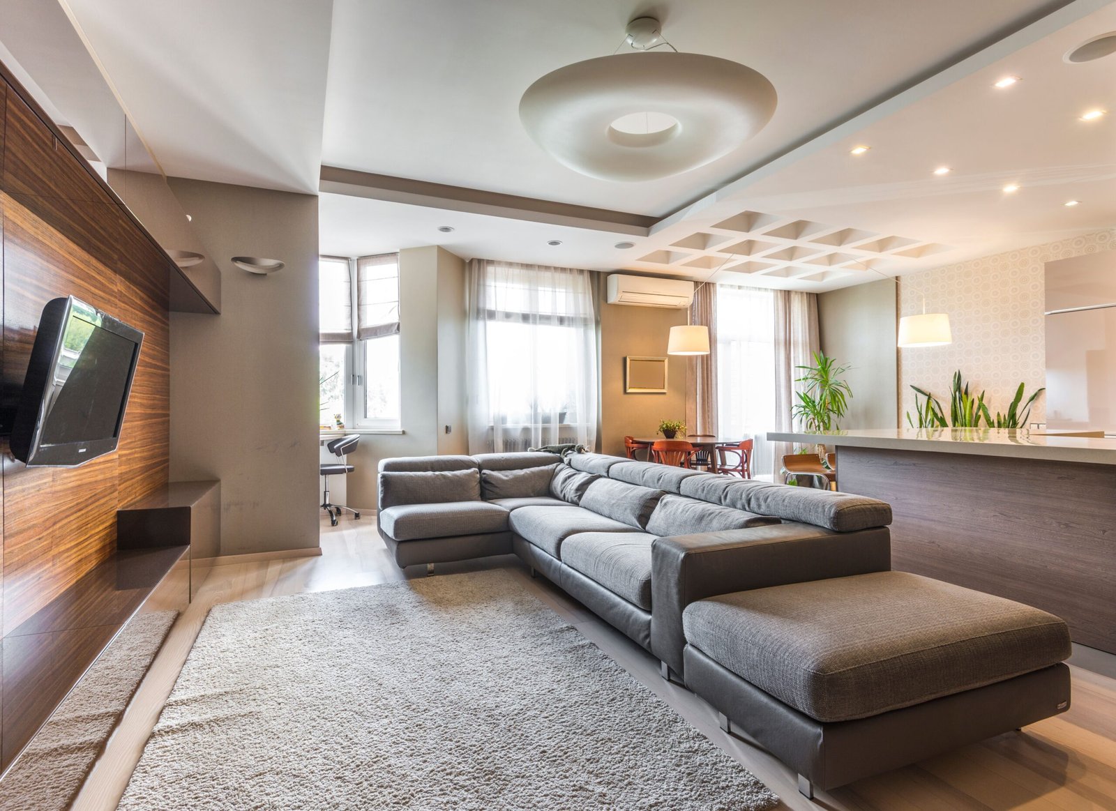 Living room with sectional sofa and furniture arrangement