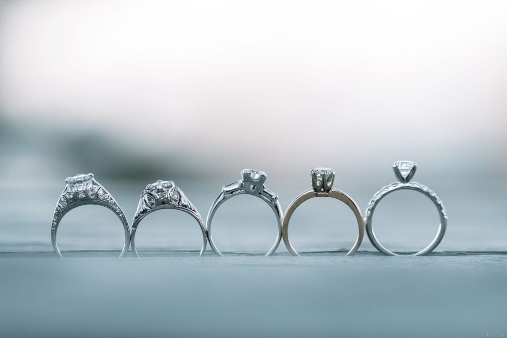 Illustrative close-up of diamond engagement rings